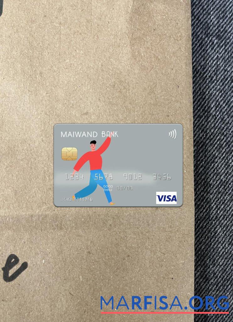 Blank Afghanistan Maiwand Bank visa card photolook front template